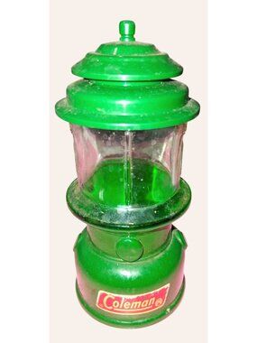 Vintage Avon Coleman Lantern Figural Glass Bottle Green 1970s Farmhouse Decor